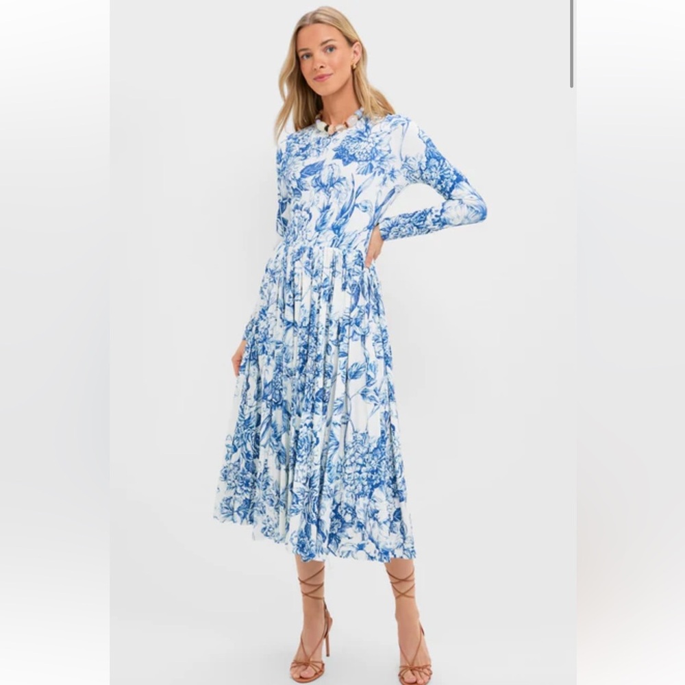 Blue Floral Jersey Pemberton Midi Dress NWT (Sold out!)